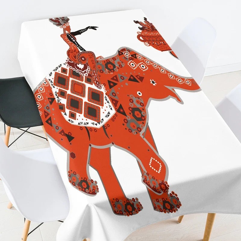 Bluejw Digital Printed African Tribe Woman Design Polyester Fabric Tablecloth - Image 1